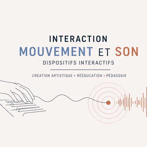 Illustration minimaliste d’une main jouant du piano reliée à une onde sonore, symbolisant l’interaction entre geste et son