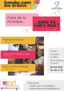 Conférences Santé des artistes à Rennes - SESART
